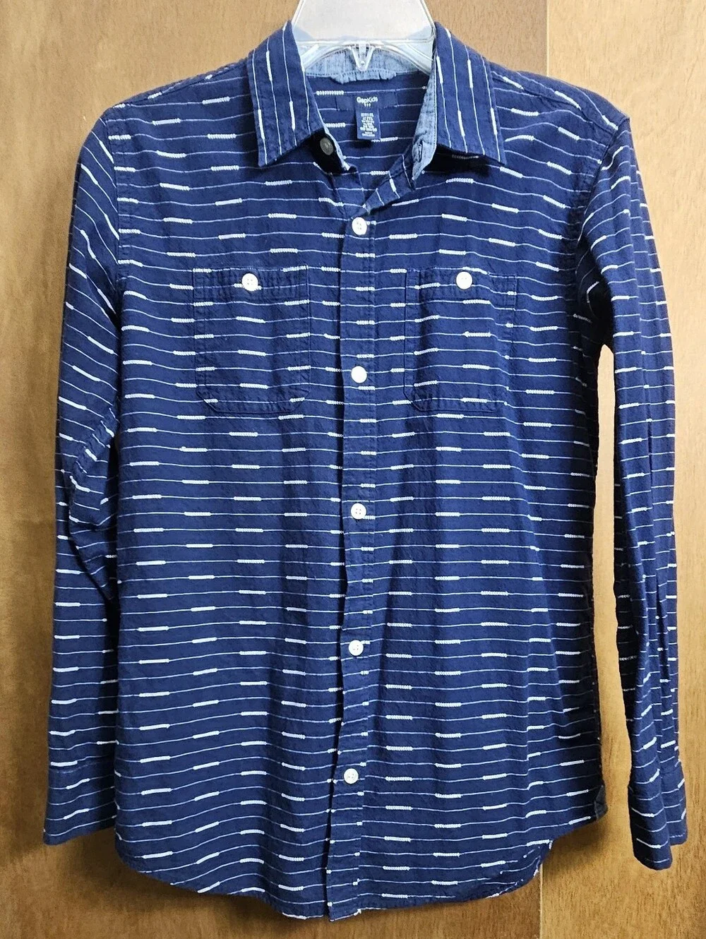 GAP KIDS big boys 16 XXL striped long sleeve buttoned shirt boy youth regular